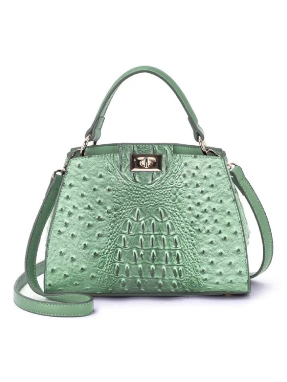 new SAGE GREEN Mellow World OZZIE Ostrich Embossed 2-Compartment Crossbody Bag